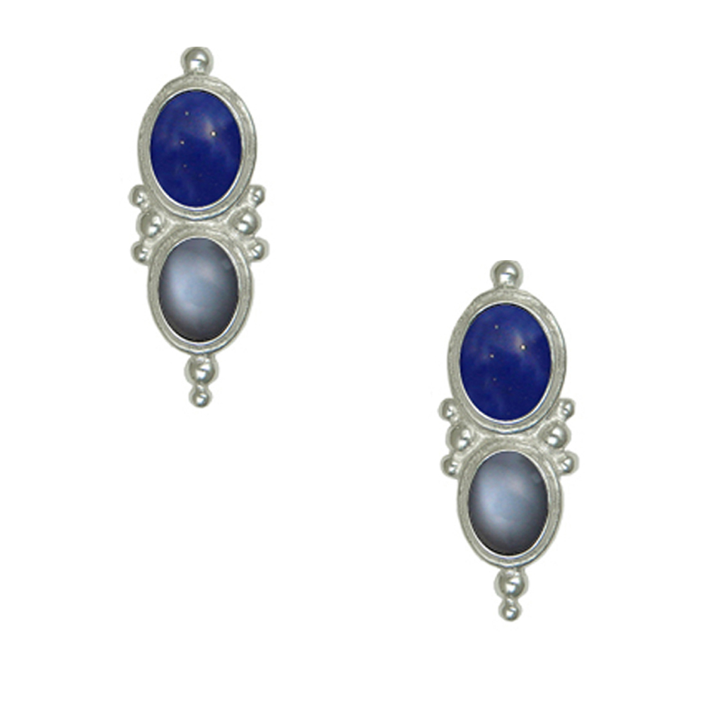 Sterling Silver Drop Dangle Earrings With Lapis Lazuli